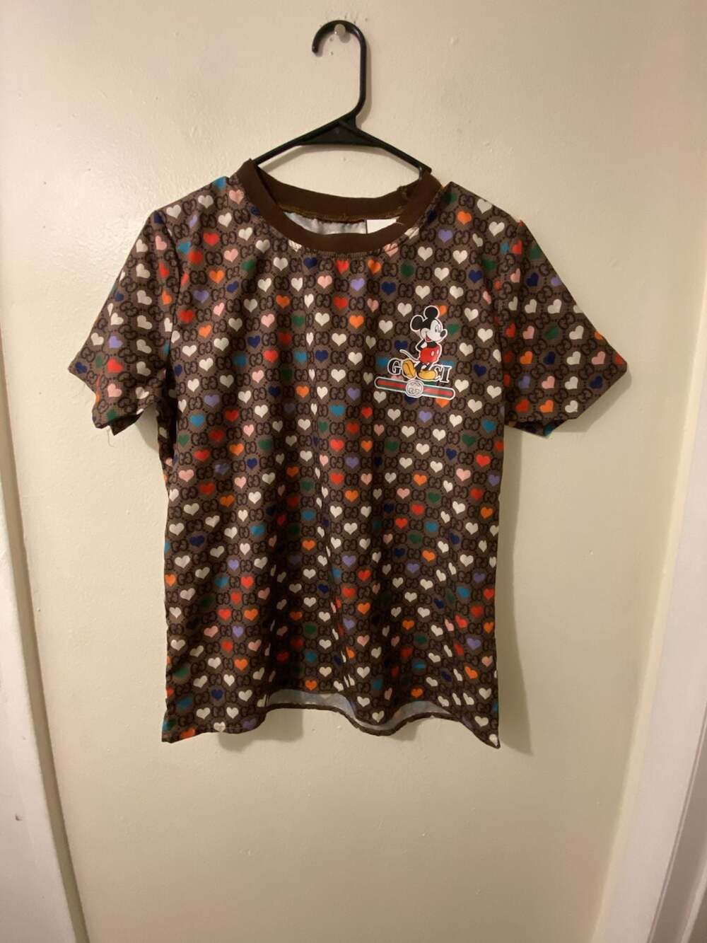 Gucci Mickey Mouse All-Over Print T-Shirt Brown Size L